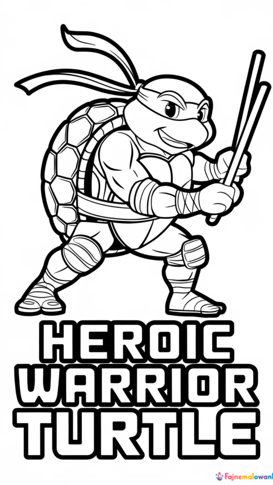 Kolorowanka z Leonardo z Żółwi Ninja do druku dla dzieci