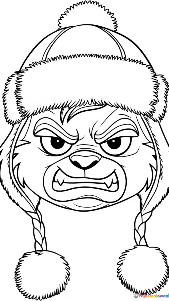 Kolorowanka do druku: Świąteczny Grinch dla dzieci