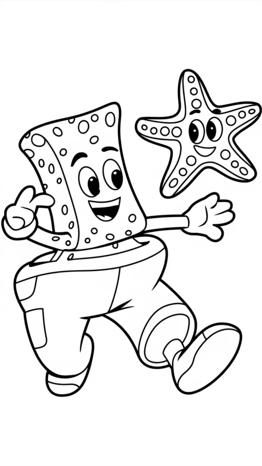 Kolorowanka: Spongebob na rolkach do samodzielnego pokolorowania