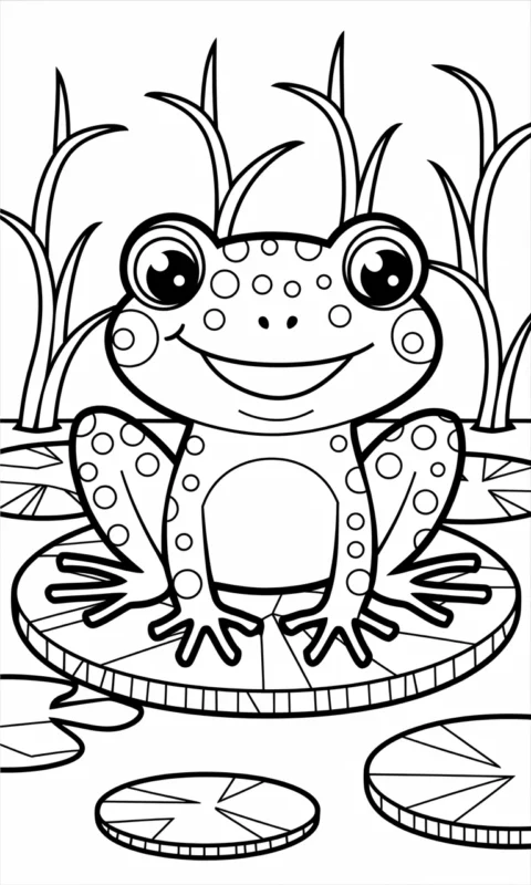 kolorowanka żabki na liściu lilii wodnej dla dzieci
