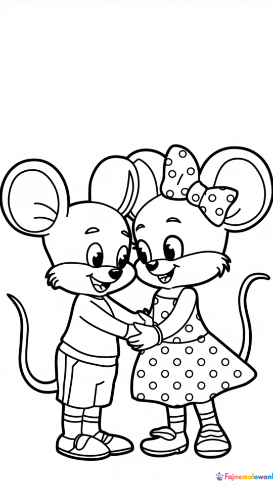 „Darmowa kolorowanka z Myszką Miki i Myszką Minnie do druku”