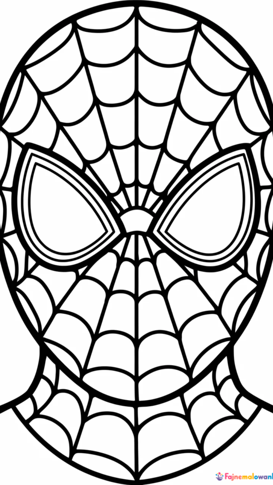 „Darmowa kolorowanka: Twarz Spider-Mana dla dzieci do druku”