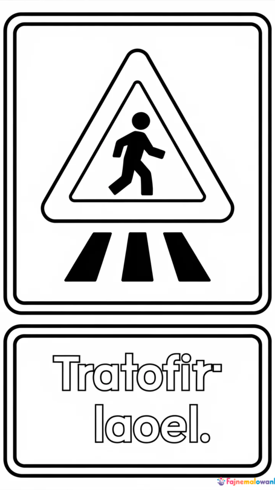Kolorowanka: Znak Przejścia dla Pieszych do Druku