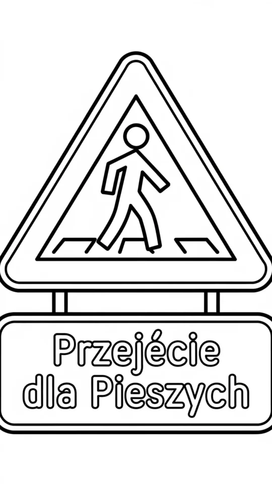 Kolorowanka: Znak Drogowy – Przejście dla Pieszych do Druku