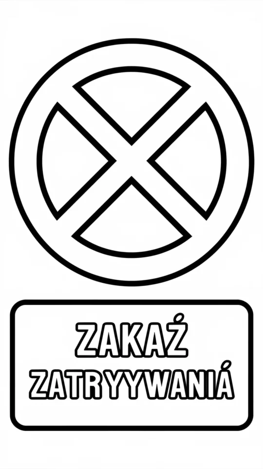 Kolorowanka: Znak zakazu zatrzymywania się dla dzieci do druku