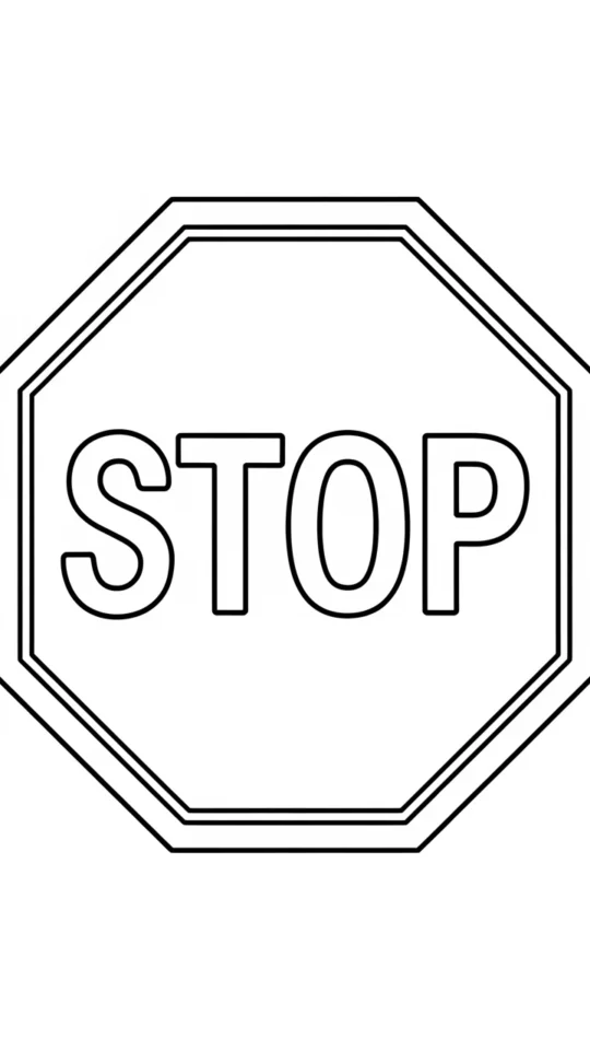 Kolorowanka do druku: Znak drogowy STOP dla dzieci