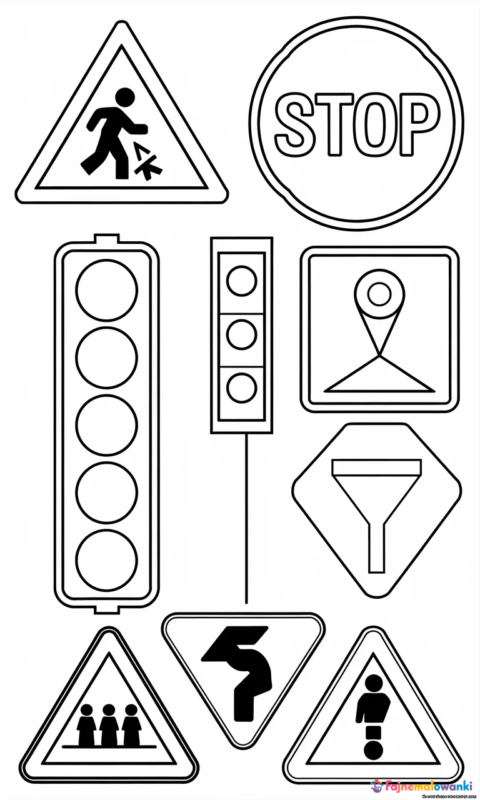 kolorowanka znaki drogowe dla dzieci