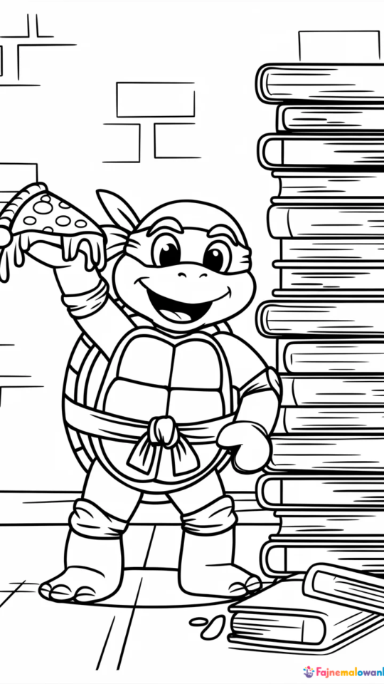 Kolorowanka Żółw Ninja Raphael do Druku dla Dzieci
