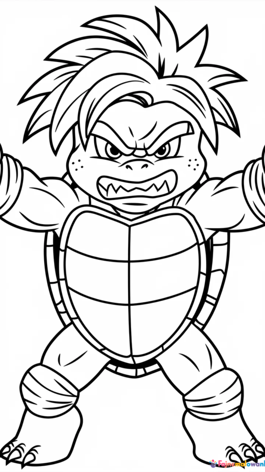Kolorowanka Bowser z gry Mario do druku dla dzieci
