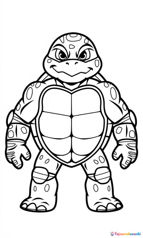 kolorowanka dla dzieci przedstawiająca silnego żółwia wojownika z pancerzem do pokolorowania - kolorowanki pokemon
