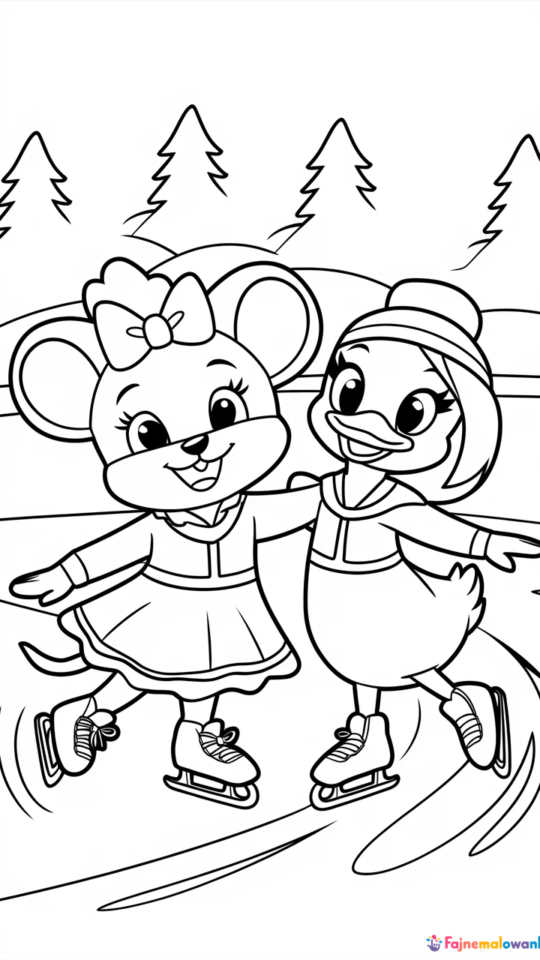 Kolorowanka: Daisy i Myszka Minnie na kajakach dla dzieci