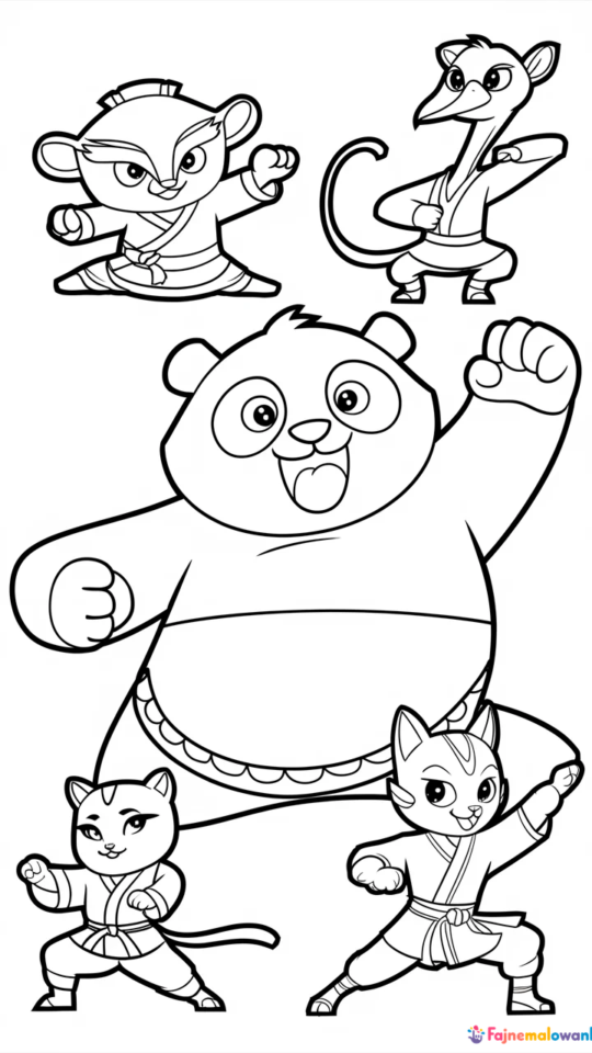 Kolorowanka do druku: Kung Fu Panda dla dzieci do pokolorowania