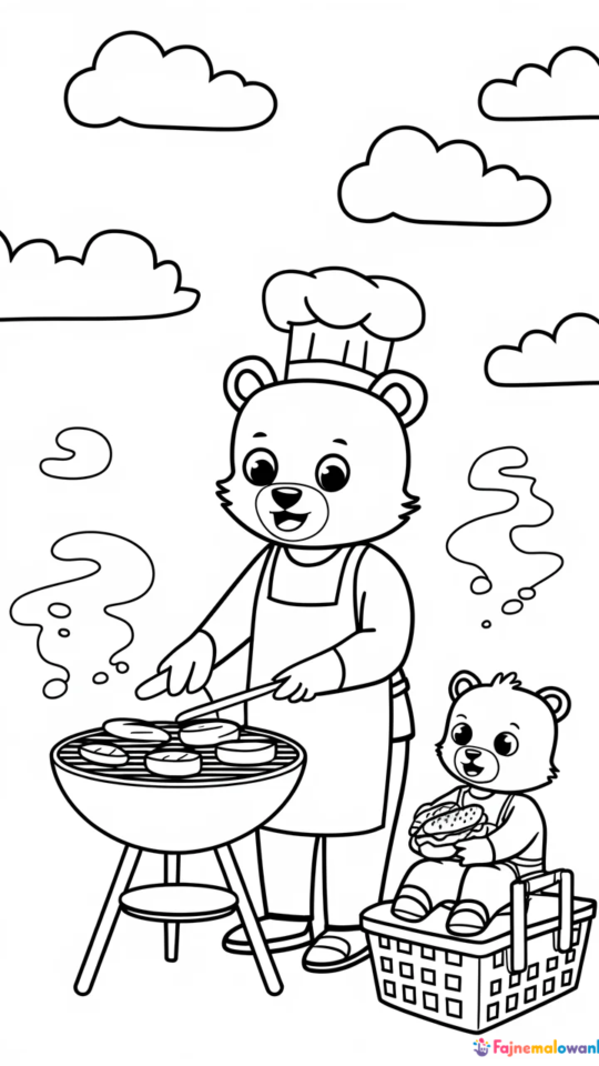 Kolorowanki Tom i Jerry na pikniku dla dzieci do druku